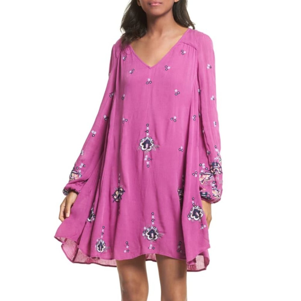 Free People Oxford Embroidered Combo Mini Dress